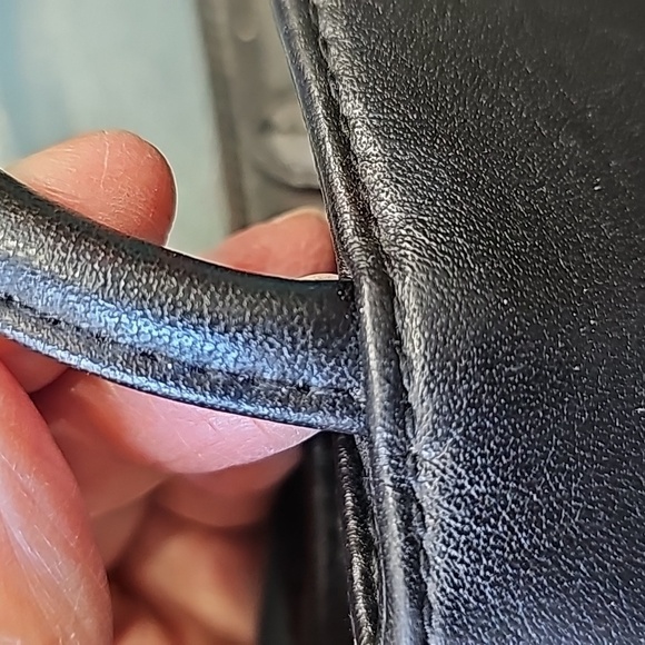 GIANI BERNINI BLACK LEATHER, vintage bag. 2 handles. One outside zipper … - Picture 13 of 14